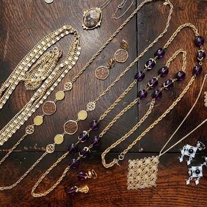 Vintage Sarah Coventry Gold and Purple Necklace Set And More. All Good Wearable